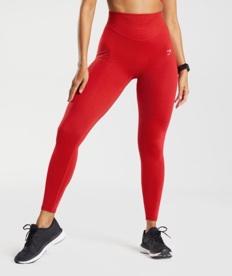 Women's Gymshark Sweat Seamless Sculpt Leggings Red | CA DA1836